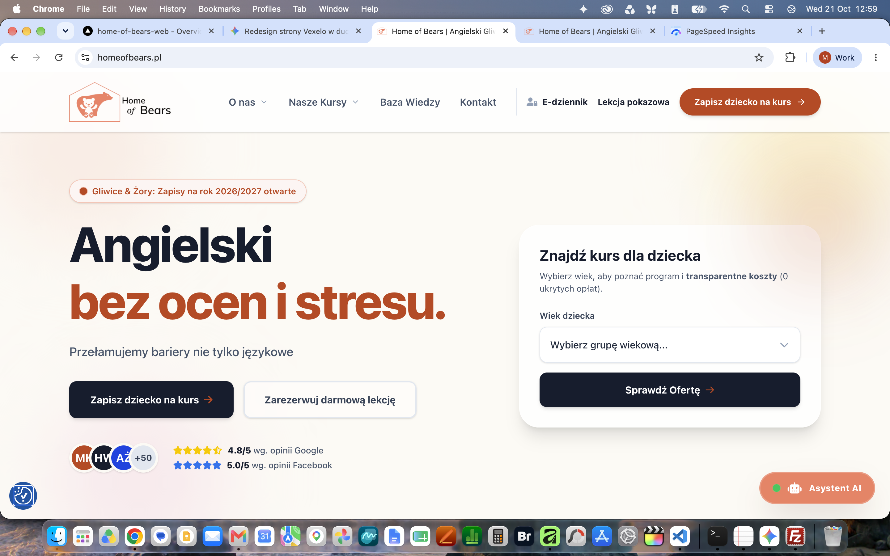 Zrzut ekranu nowej strony głównej Home of Bears